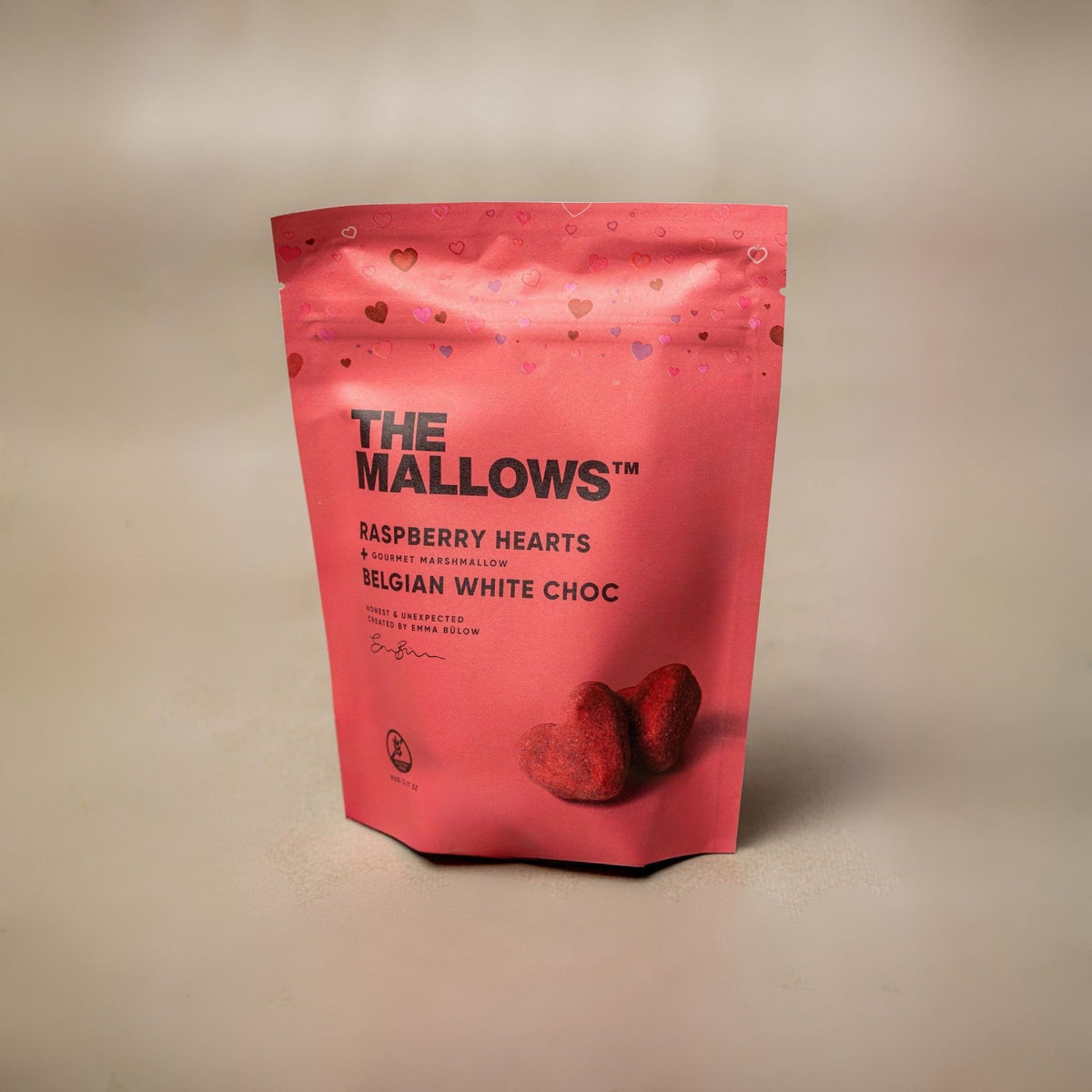 Corazones de Malvavisco & Chocolate Blanco Belga y Frambuesa